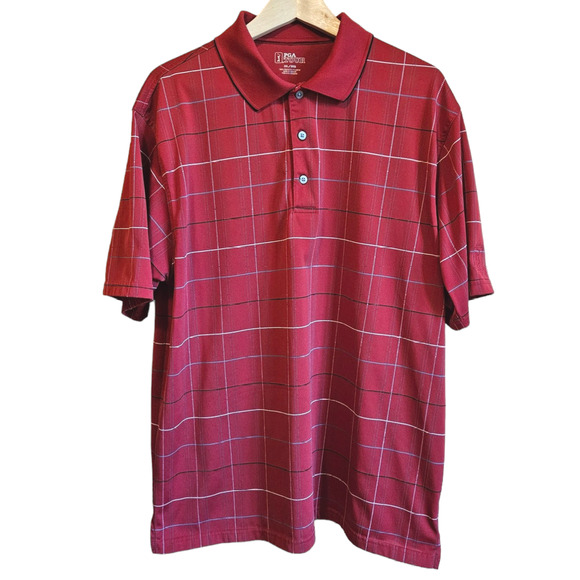 PGA Tour Polo Stripes Golf Casual Short Sleeve Shirt Red Men's Size XLarge - Picture 1 of 7